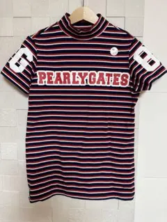 値下げPEARLY GATES ストライプハイネックシャツ美品パーリーゲイツ0