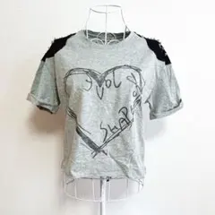 MIIA ミーア スタッズ ショルダーパッチ ハート Tシャツ グレー 春夏のサムネイル