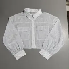 GRL ストライプ柄 ショート丈 ブラウス 長袖
