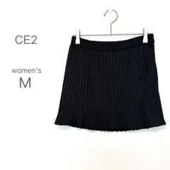 【CE2】 M ブラック ミニスカート プリーツ風 ラメ シンプル タグ付き