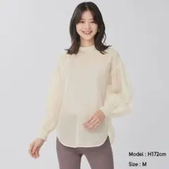 GU シアー バンドカラーシャツ ホワイト Mのサムネイル