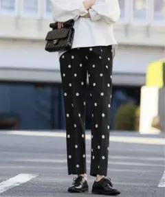 ELFRANK☆ドットプリントセンタープレステーパードパンツ