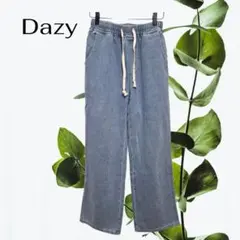 Dazy ストレートデニム【S】ライトブルー ウエストゴム ワイドパンツ