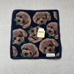 【新品】GuGuWorld 犬の顔柄　トイプードル　ハンカチ シェニール織