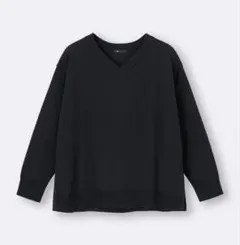 GU オーバーサイズVネックニットプルオーバーZ 黒