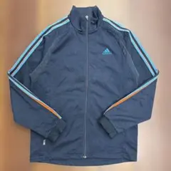 adidas トラックジャケット 刺繍ロゴ オリジナルス 古着 ネイビーMサイズ