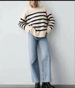 ザラ　ZARA ボーダーニットセーター　S 人気商品