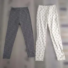グレーとホワイトのハート柄レギンスセット