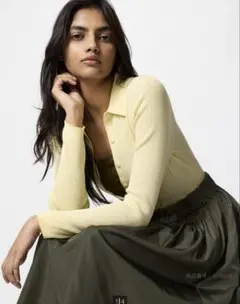 『なるき様専用　UNIQLO　リブポロカーディガン　イエロー S』