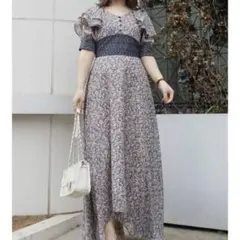 ◇マーキュリーデュオ　フラワープリントレースコルセットワンピース