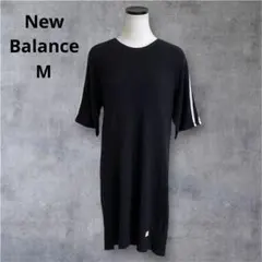 ニューバランス Tシャツミニワンピース 黒 M 袖ライン チュニック 半袖のサムネイル