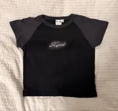 レディース X-girl クロップド丈 ラグランTシャツ ブラック Sのサムネイル