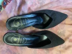 ブラック　ラメ　ピンヒールサンダル　L