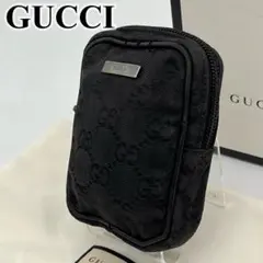 GUCCI ポーチ 小物入れ シガレットケース GGキャンバス 黒 男女可能