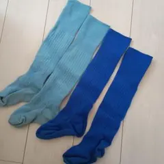 青色と緑色のサッカーソックスセットキッズ16-18cm2足セット　中古