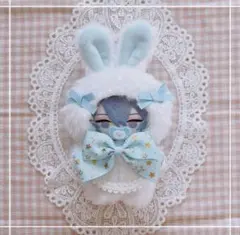 にじぱぺっと ぬい服 きぐるみ 10cm うさぎ ホワイト 水色