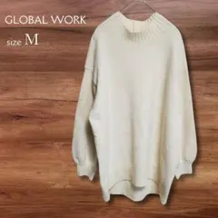 グローバルワーク GLOBAL WORK 長袖ニット アイボリー M タートル