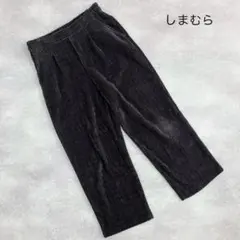 ワイドパンツ　スラックス　イージーパンツ　コーディロイ　グレー　黒　ｌ　大きめ