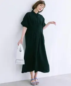 ハコ フェリシモ ロング ワンピース 羽織 黒 半袖のサムネイル