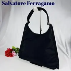 美品 サルヴァトーレフェラガモ ナイロン レザー ワンショルダーバッグ ブラック