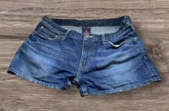 【美品☆試し履きのみ】X-girl ダークデニム ショートパンツ レザータグ付き