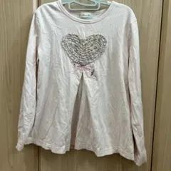 ピンク ハート長袖カットソー