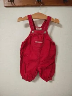 USED★miki house 赤 オーバーオール M★⑨-11
