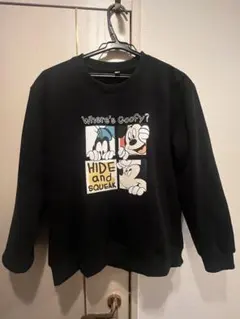 [美品]ディズニー ミッキー ミニー　ブラック　黒　裏起毛　長袖Tシャツ