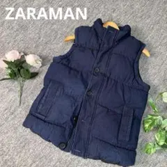 【美品】ザラマン 中綿ベスト ネイビー M デニム風 パフベスト 秋冬 アウター