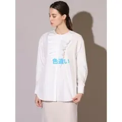 ヨリ スカラップ刺繍 サマーシャツ フリル ブラウス 38サイズ ホワイト