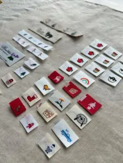 ハンドメイド副資材タグ　36カットまとめ売り　CHECK&STRIPE ほか