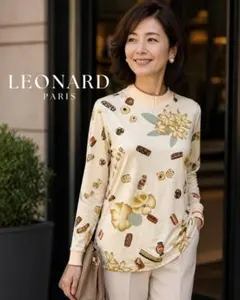 美品 LEONARD 花柄 ハイネック カットソー M 日本製 綿100%のサムネイル