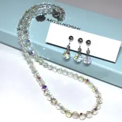 オーロラクリスタルネックレスセット　イヤリング付
