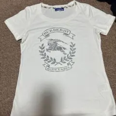 【38サイズ】バーバリーブルーレーベル Tシャツ ロゴプリント 白 美品