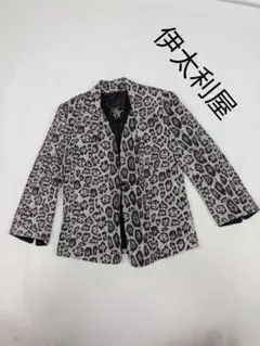 【美品】伊太利屋 GK COLLECTION レオパード柄 ジャケット 7号