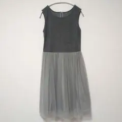 美品 INED イネド チュール切替ワンピース グレー フォーマル 上品のサムネイル