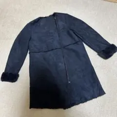 紺色ムートンコート ファー付き