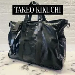 【TAKEO KIKUCHI】タケオキクチ ビジネス トートバッグ レザー 黒色のサムネイル