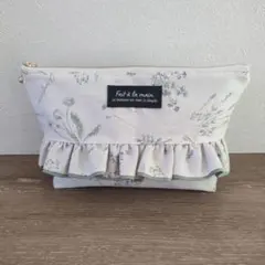 ハンドメイド ナチュラルな花柄フリルポーチ