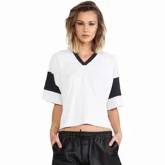 T by ALEXANDER WANG フットボールTシャツ S クロップド丈