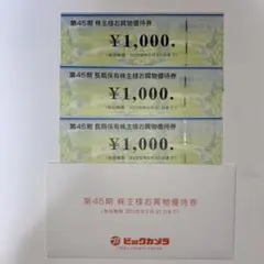 ビックカメラ 株主優待券 ¥1,000 × 3枚