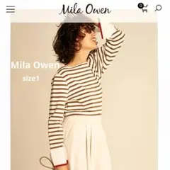 Mila Owen バイカラー ヘム ボーダーニット 長袖 ブラウン 1