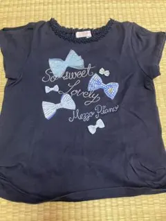 mezzo piano 半袖Tシャツ 130cm ネイビー リボンのサムネイル