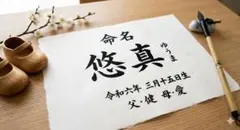 【オーダーメイド】手書き 命名書 筆文字「世界に一つだけ」出産祝い・和モダン