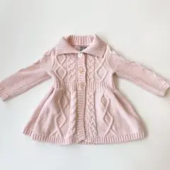 GAP アウター　ニット カーディガン 90 長袖 ピンク　ペプラム　襟付き