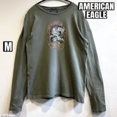 【AMERICAN EAGLE】ロンT　綿100％　ビンテージ　カーキ　ドラゴンのサムネイル