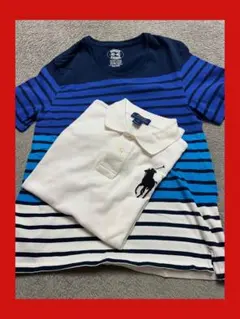 ポロラルフローレン　ビックポニー白&ナノ・ユニバース ストライプTシャツ150