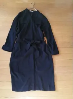 オペークドットクリップ❋黒 スキッパーワンピース ダークコア❋ワールド