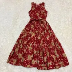 美品 PINK HOUSE ロングワンピース いちご ノースリーブ リボン