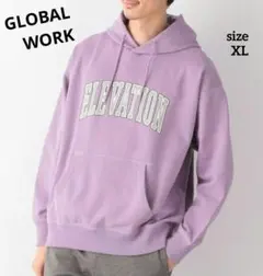 GLOBAL WORK フード付きパーカー スウェット ラベンダー XL